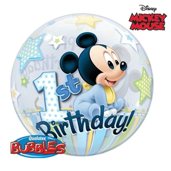 Loftus International 22 in. Mickey Mouse 1st Birthday Bubble Balloon Q1-2864